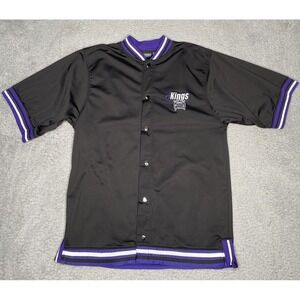 Pro‎ Edge Sacramento Kings Warm Up Jersey Mens Medium Black Button Up Shirt